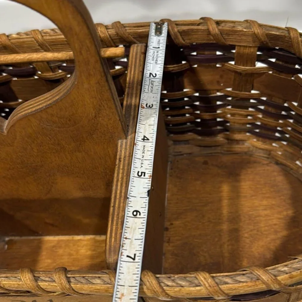 Heart Quilt Maker Caddy Vintage Basket with Wood Bottom & Spooler 19 inch